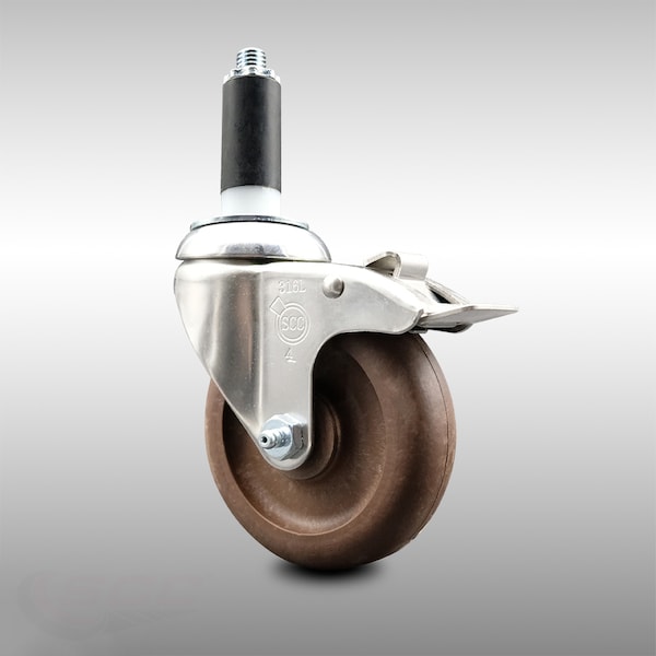 4 Inch 316SS High Temp Glass Filled Nylon 1 Inch Stem Caster Lock Brake SCC